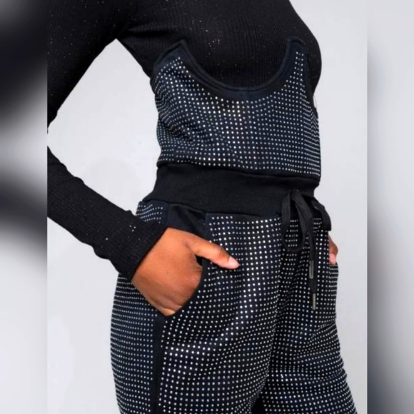 Akira "As If" Corset Rhinestone Jogger in Orange, Bottom Only - Picture 2 of 10